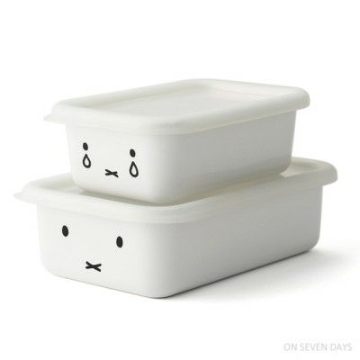 ［ミッフィーフェイス］浅型角容器2点セット／miffy