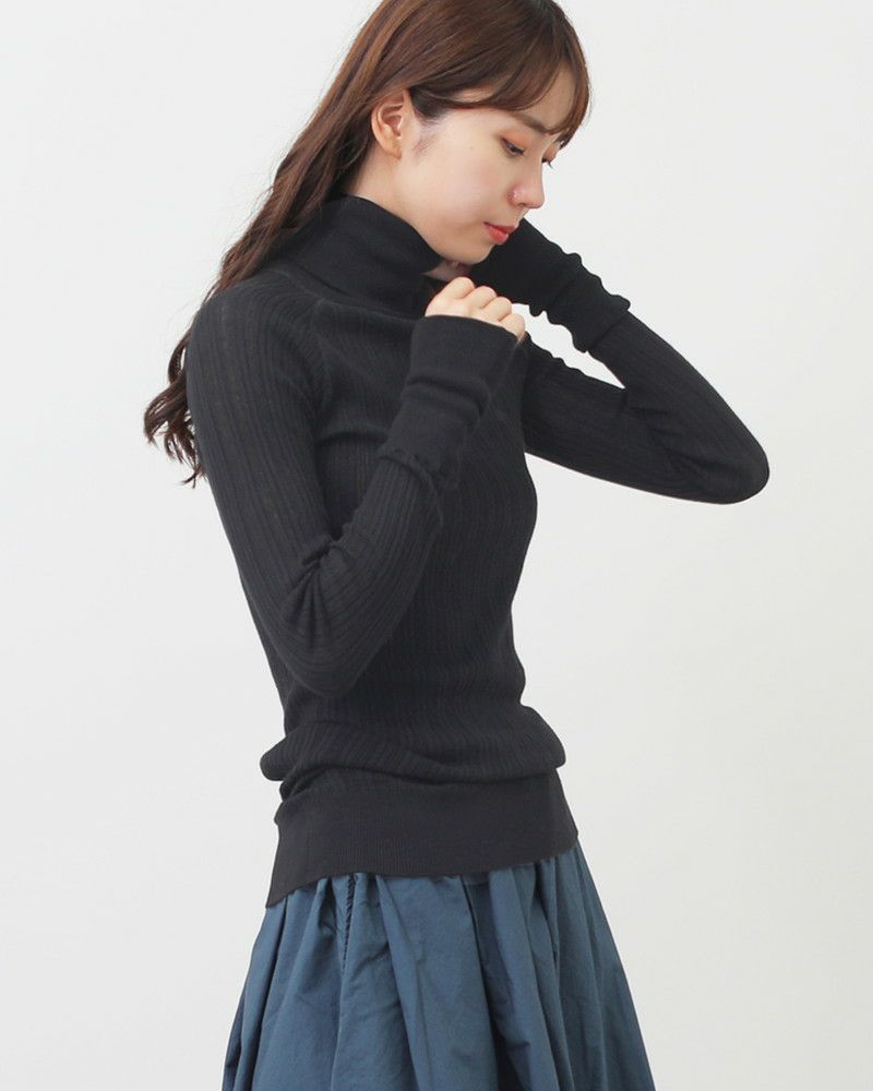会員様限定10％OFF】［tumugu］ランダムリブニットロングタートル