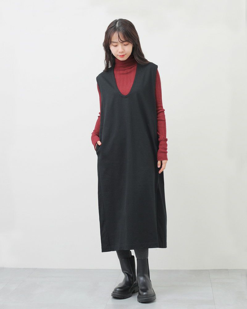会員様限定10％OFF】［tumugu］ランダムリブニットロングタートル
