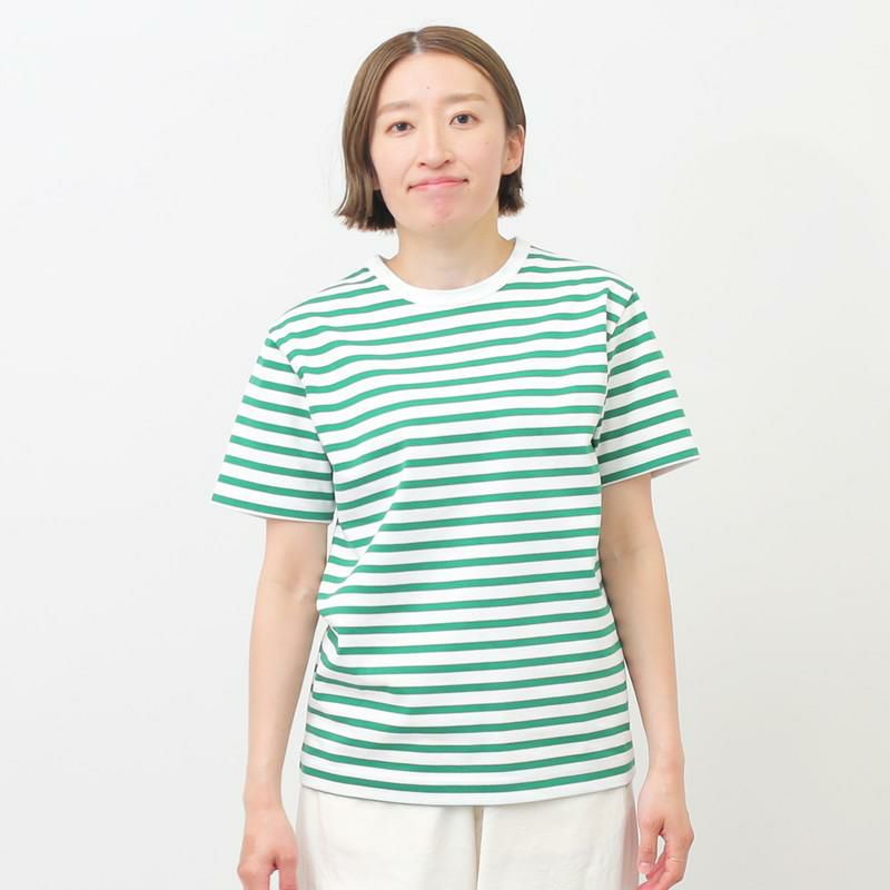  Jeans 半袖 クルーネック ボーダー ロゴ トップス Tシャツ 30％OFF】［AUG］半袖クルーネックボーダーTシャツ／／オーグ