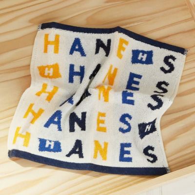 Hanes］パッケージ入りアルファベットモチーフジャガードタオル