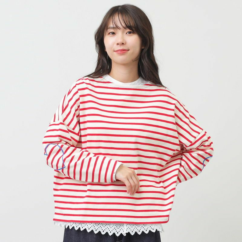 Pont de Chalons］ハートパッチボーダーTシャツ／／ポンデシャロン 