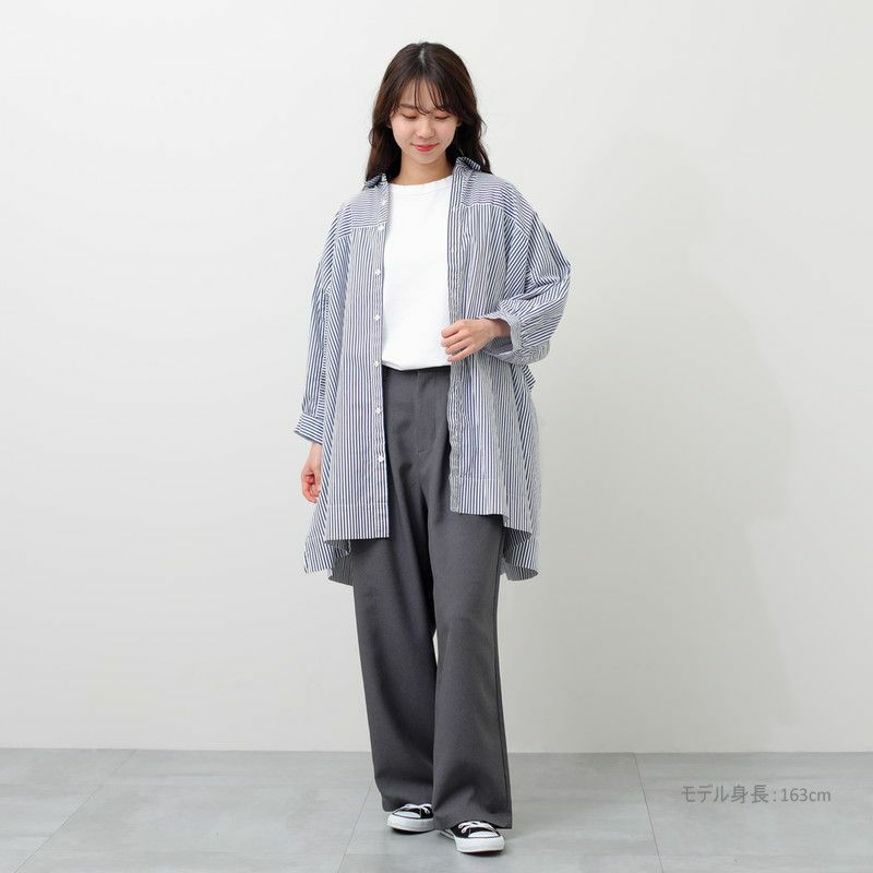 ノベルティ対象】［grin］ブロードドルマンロングシャツ／グリン
