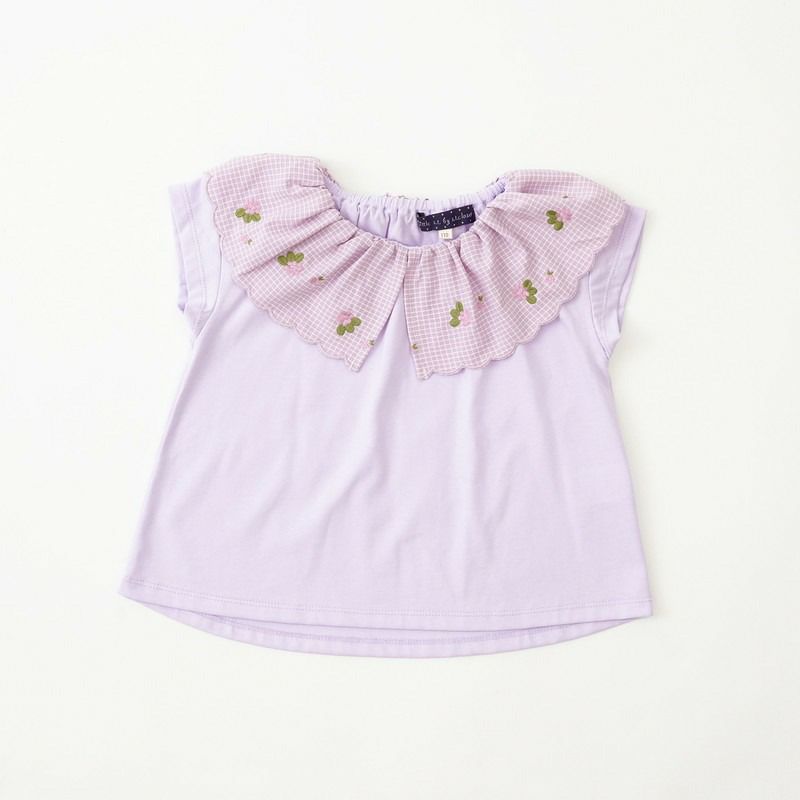 50％OFF】［Little s.t. by s.t.closet］ギンガム刺繍衿Tシャツ
