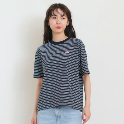 ［DANTON］ストライプショート丈半袖Tシャツ／ダントン