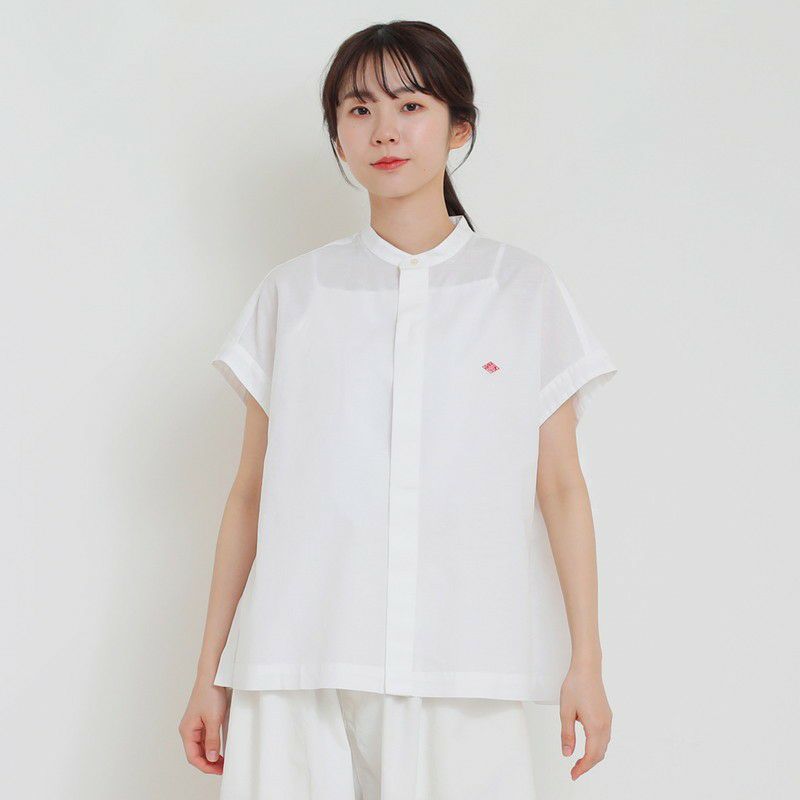 ［DANTON］コットンリネンギャザーブラウス