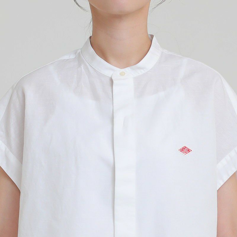 ［DANTON］コットンリネンギャザーブラウス