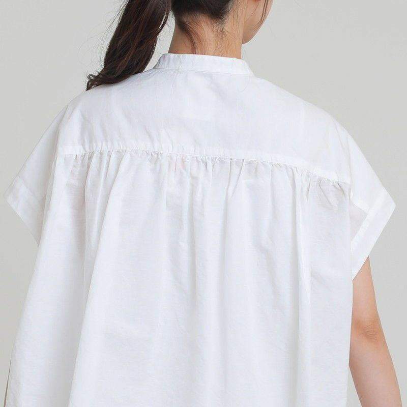［DANTON］コットンリネンギャザーブラウス