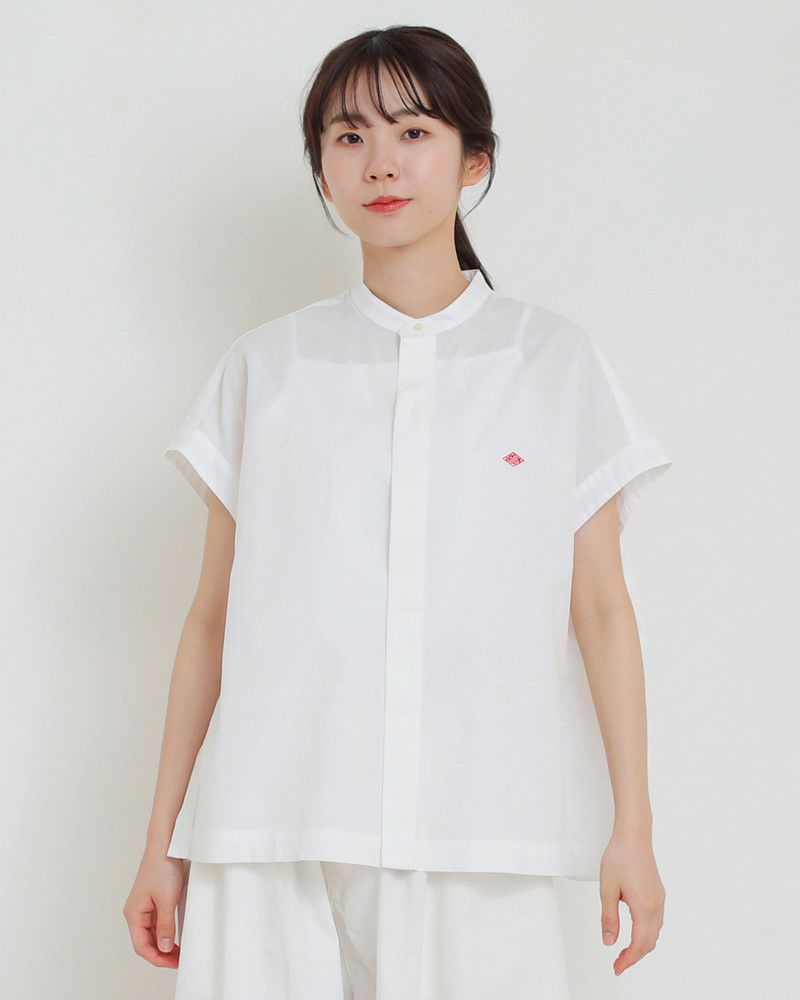 ［DANTON］コットンリネンギャザーブラウス