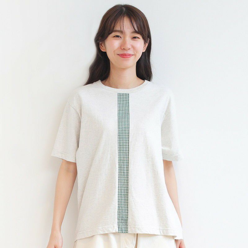 30％OFF】［NATURAL LAUNDRY］カード天竺×先染めセンターパネルT