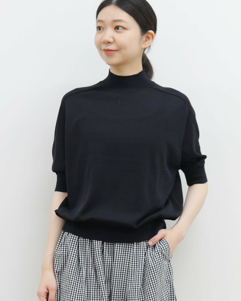 会員様限定10％OFF】［UNPLE］モックネックハーフスリーブプルオーバー