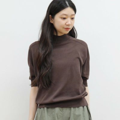 ⭐︎【新品】SHAREEF 七分袖 リネン100％ ニット ブラウン トップス｜オンセブンデイズ【公式通販】
