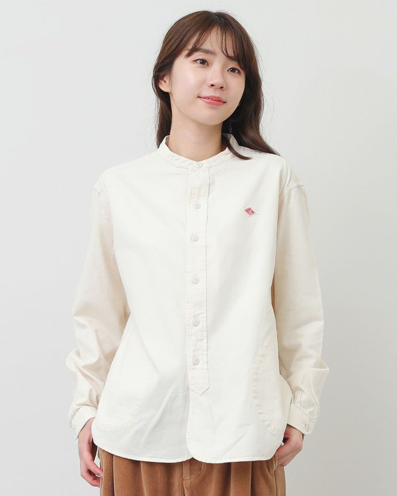 ［DANTON］フランネルバンドカラーシャツ