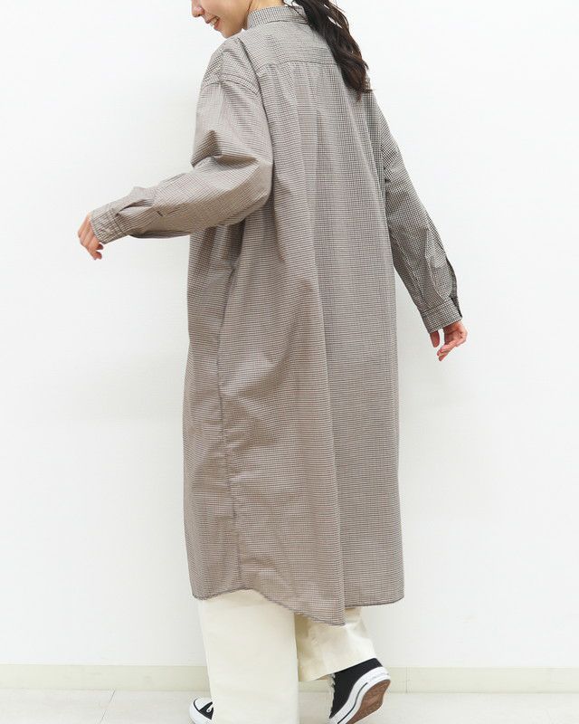 ［DANTON］ドット釦チェックシャツワンピース