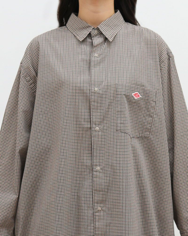 ［DANTON］ドット釦チェックシャツワンピース