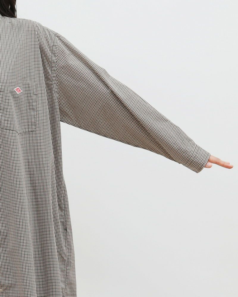 ［DANTON］ドット釦チェックシャツワンピース