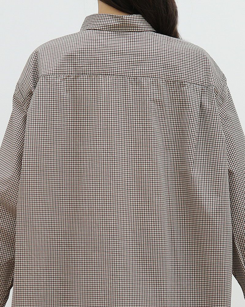 ［DANTON］ドット釦チェックシャツワンピース