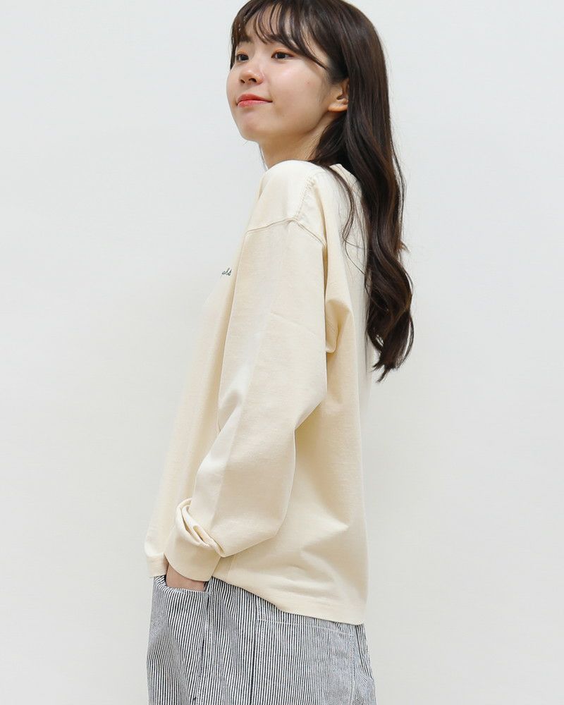 GYMPHLEX］ハイゲージコットン刺繍長袖Tシャツ／ジムフレックス