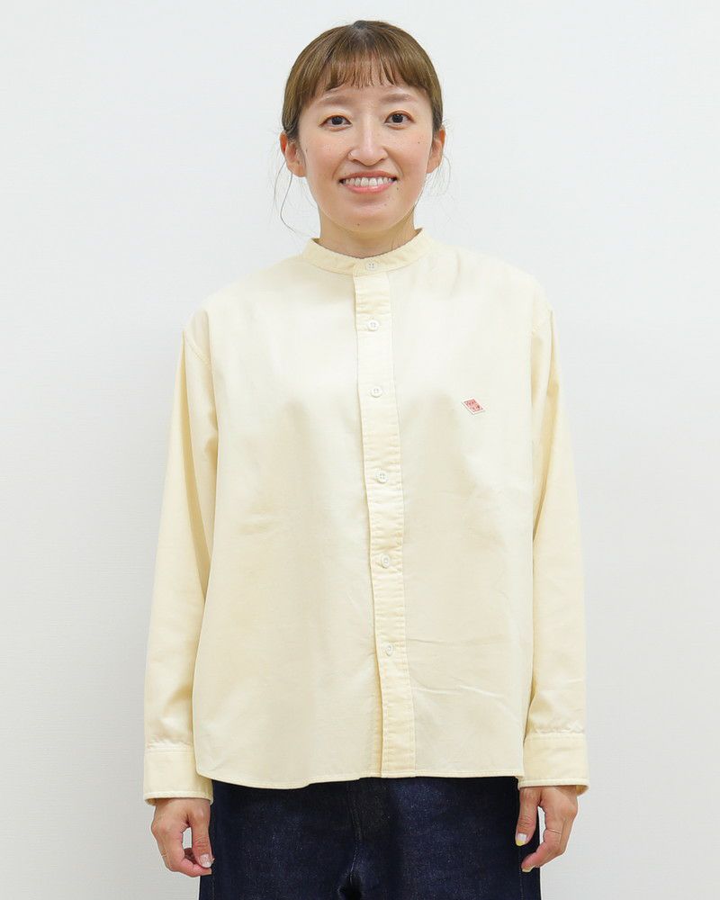 DANTON 半袖シャツ アイボリー ギャザー付き DANTON | ナイロン プランサーボタンダウン 半袖シャツ WOMEN