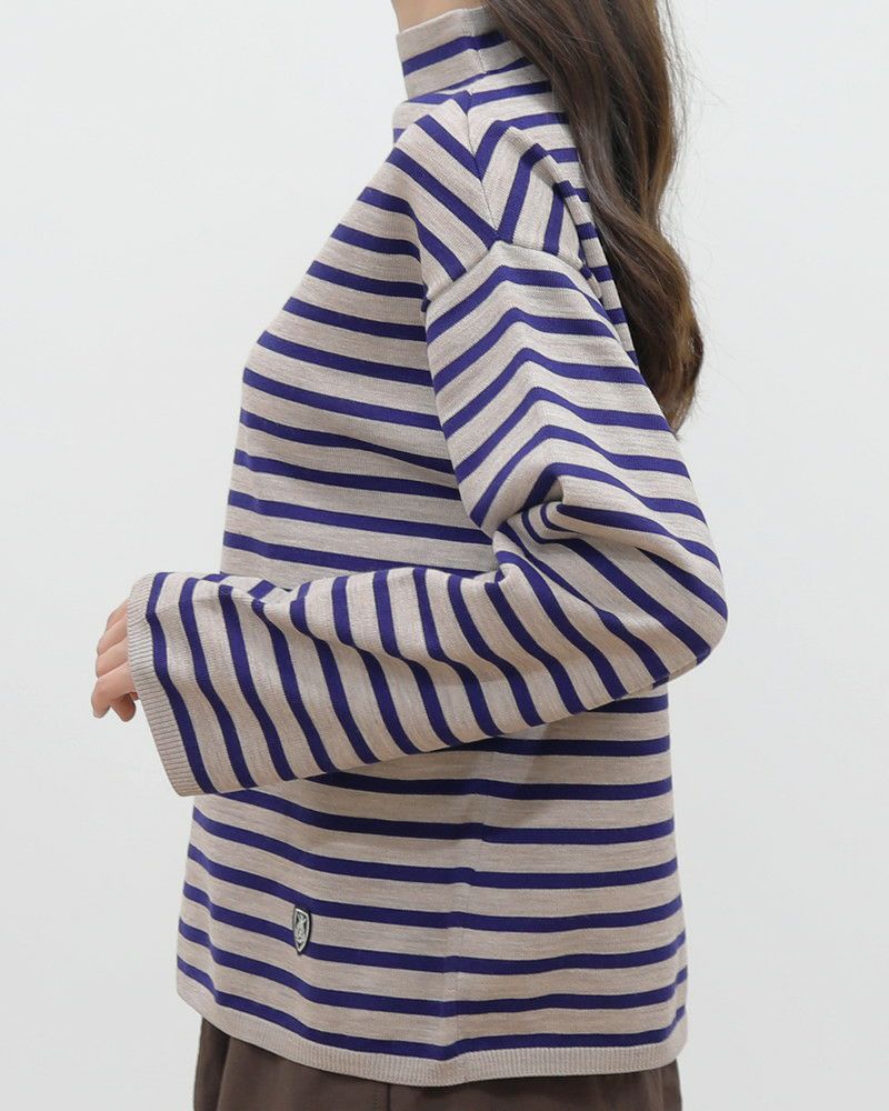 ORCIVAL］モックネックボーダーニットプルオーバー／オーシバル ｜オン