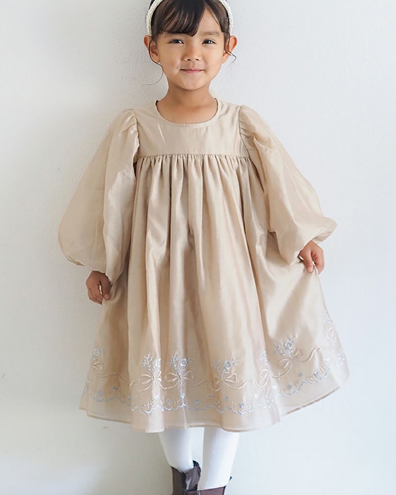 coto cotte］裾刺しゅう シアーパフ ワンピ キッズ／コトコト ｜オン