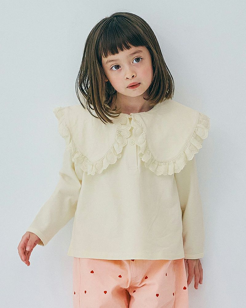 50％OFF】［p.premier］レーストリムフリル衿カットソートップス