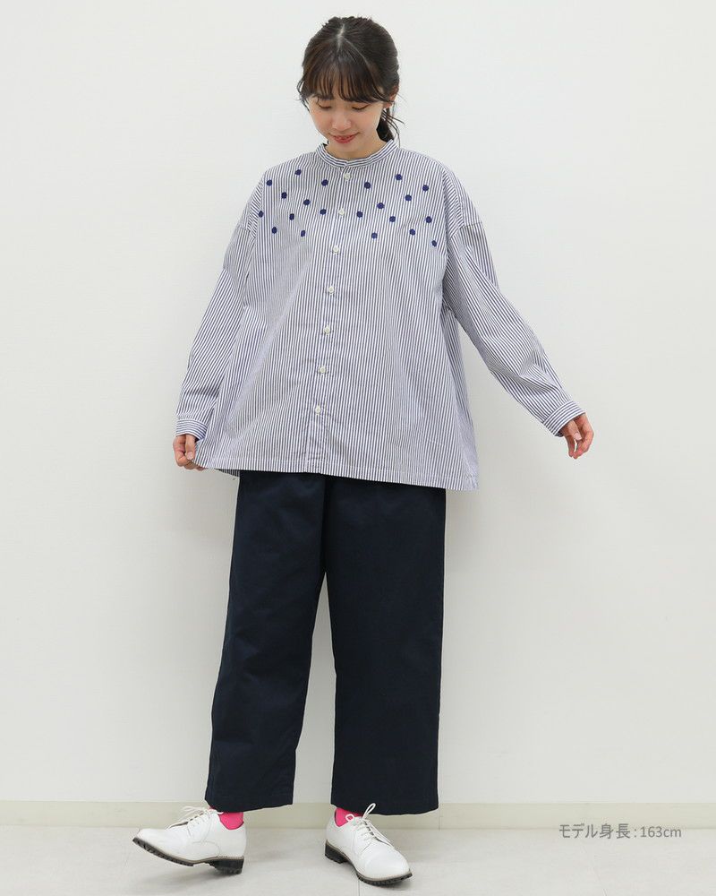 ナチュラルランドリー　先染ブロード　クレリックパネルシャツ ナチュラルランドリー 先染ブロード クレリックパネルシャツ