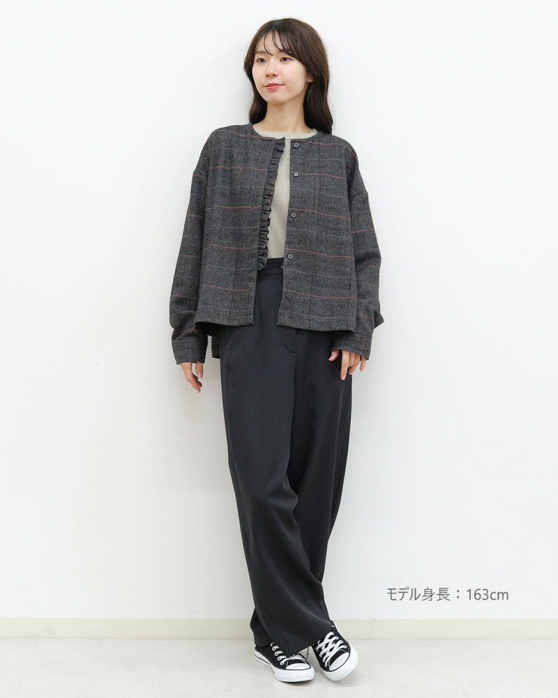 30％OFF】［mao made］ヘリンボーンチェックフリル付きブラウス