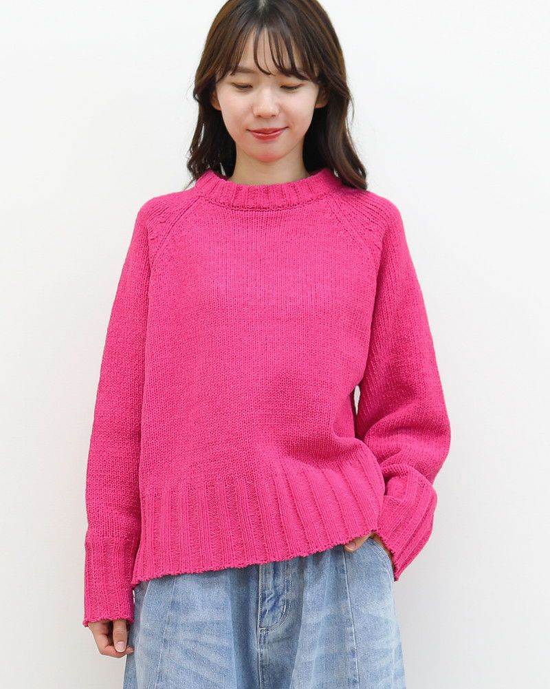 mao made］ざっくりローゲージクルーネックプルオーバー／マオメイド
