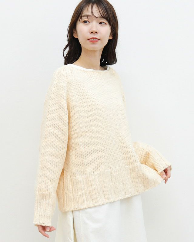 マオメイド　新品　ボートネックプルオーバーニット（北欧暮らしの道具店） 50％OFF】［mao made］ローゲージボートネックプルオーバー