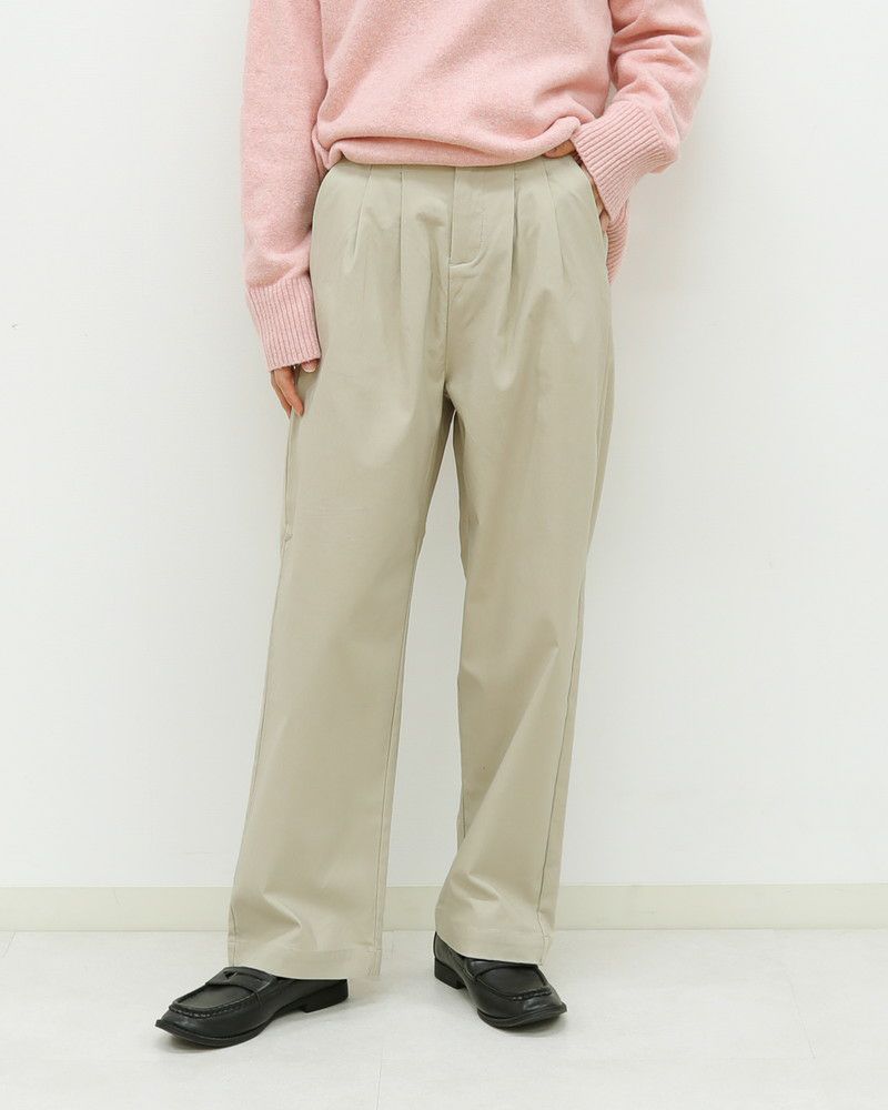 裏微起毛バリラクストレートタックパンツ 春カラー【春夏新作】〈S/M/L
