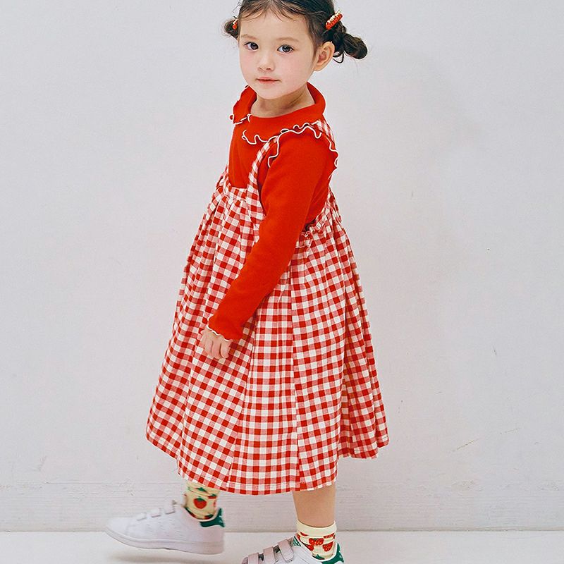 p.premier］ギンガムチェックジャンスカ＆メロウトップスセット キッズ