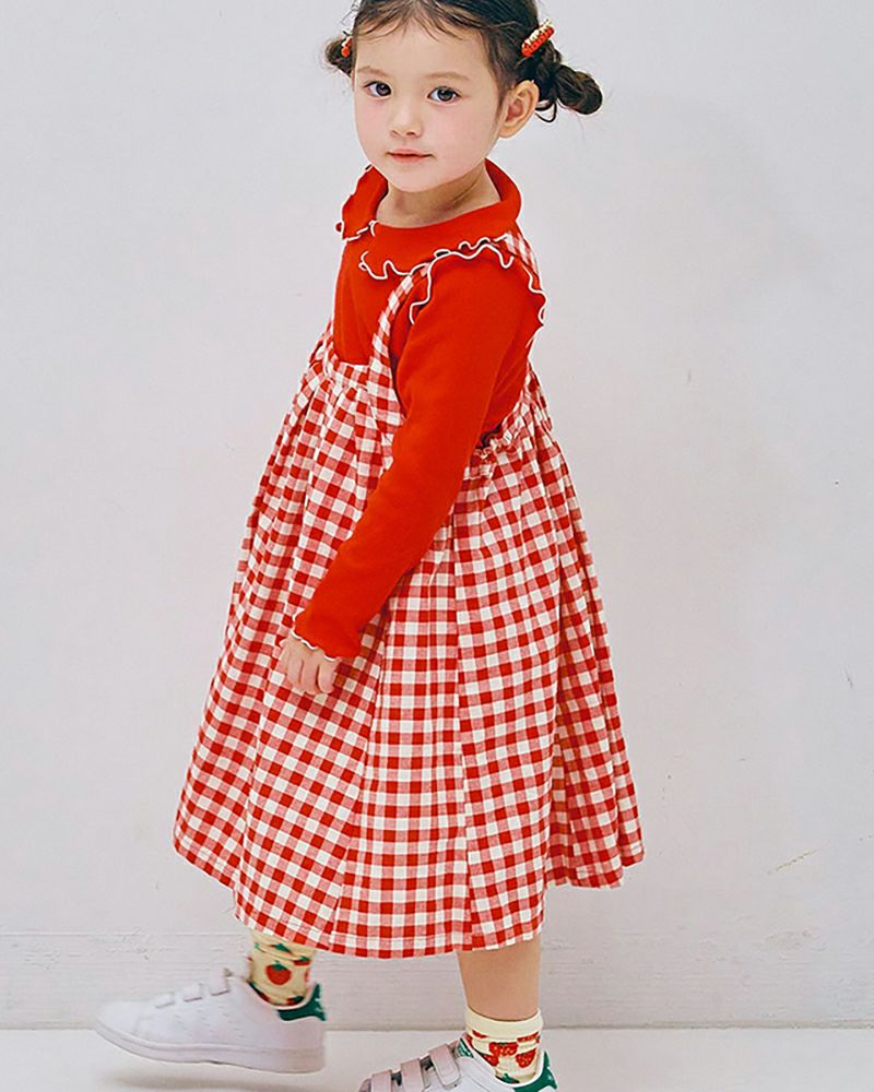 p.premier］ギンガムチェックジャンスカ＆メロウトップスセット キッズ