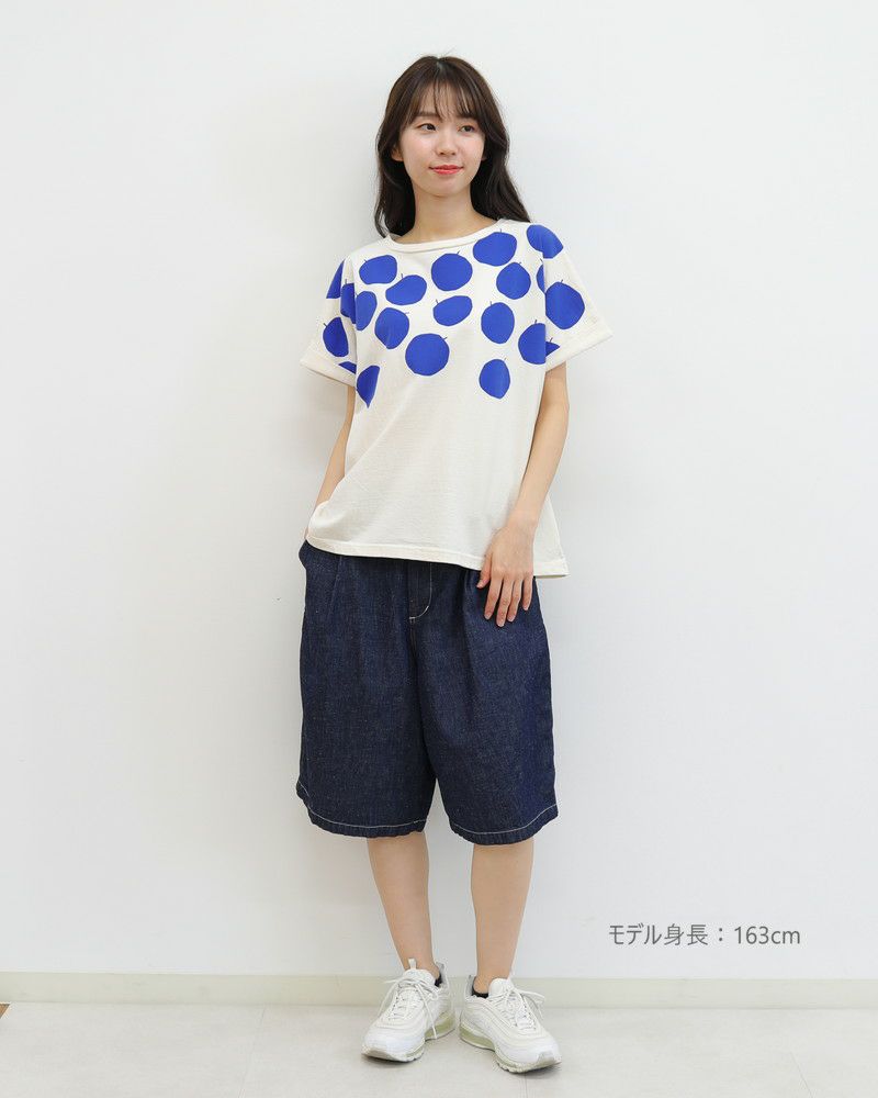 ［NATURAL LAUNDRY］空紡天竺リンゴプリントドルマンTシャツ