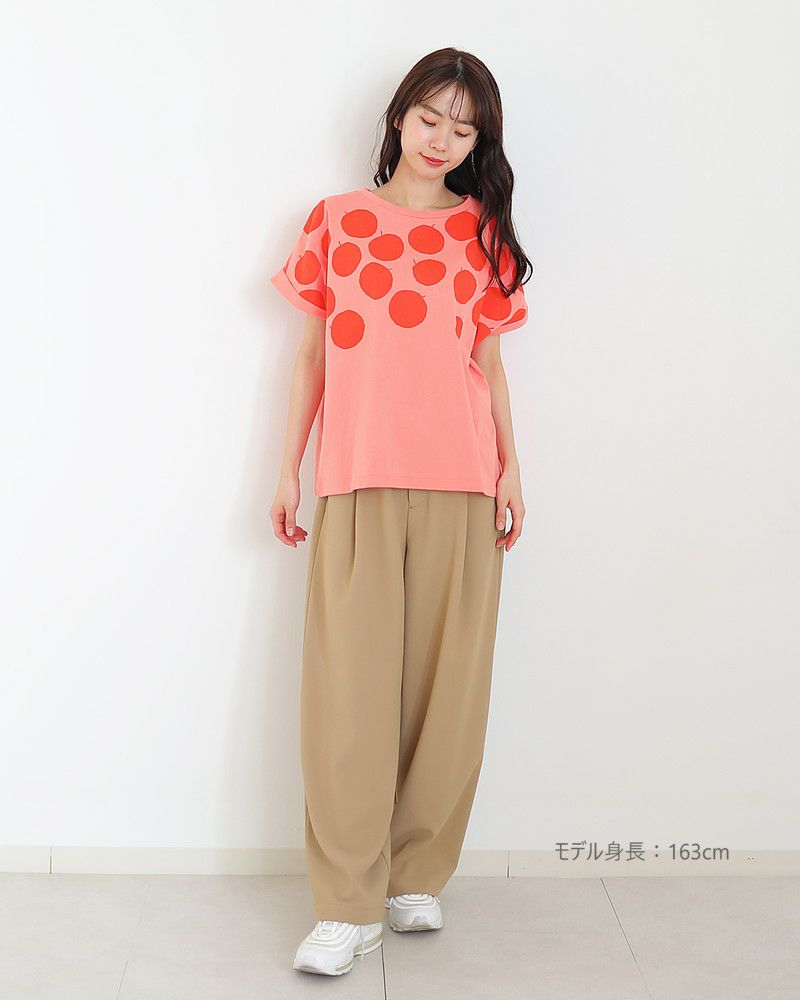 ［NATURAL LAUNDRY］空紡天竺リンゴプリントドルマンTシャツ