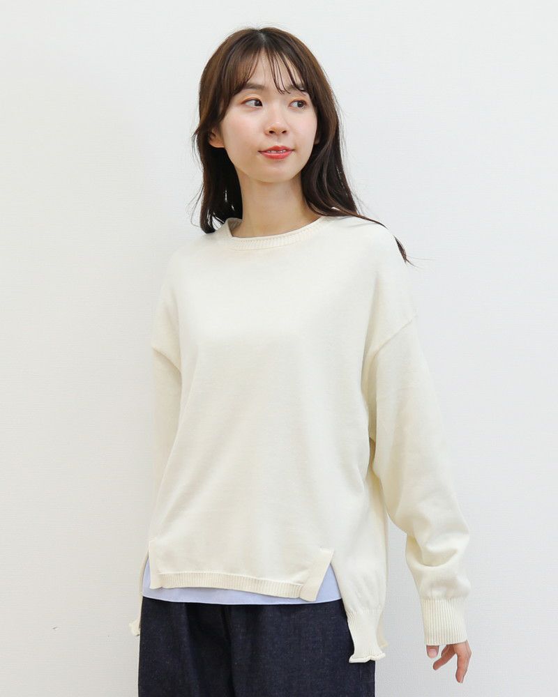 ［mao made］ニットプルオーバー×ラウンドヘムブラウスセット