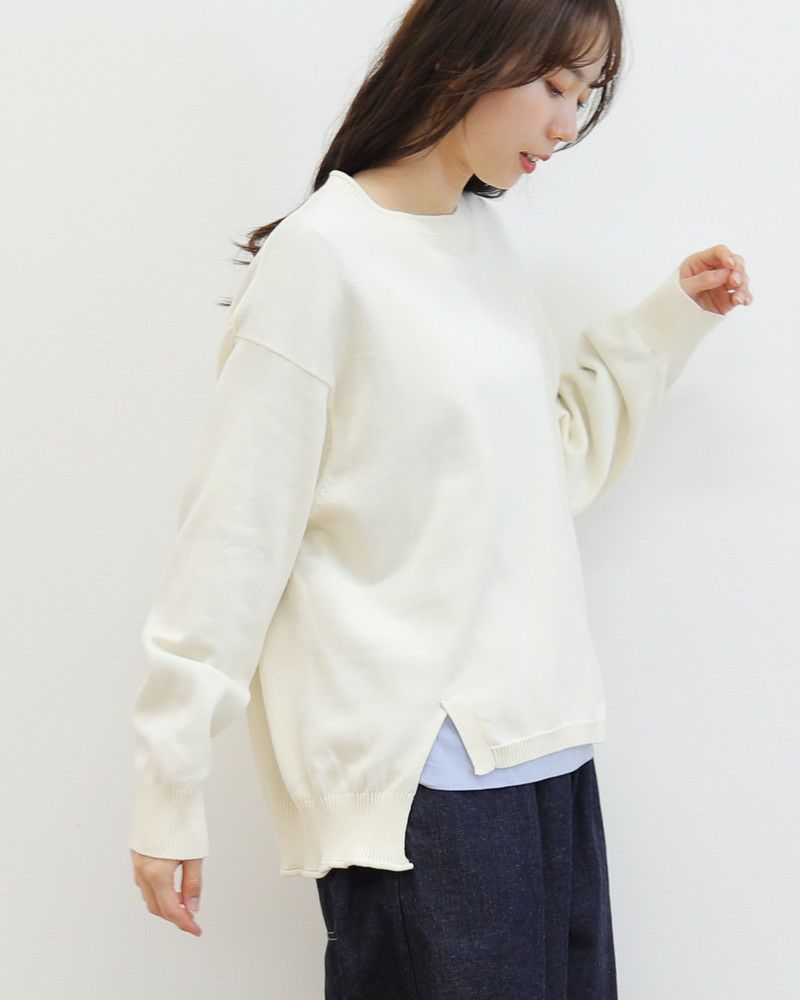 ［mao made］ニットプルオーバー×ラウンドヘムブラウスセット