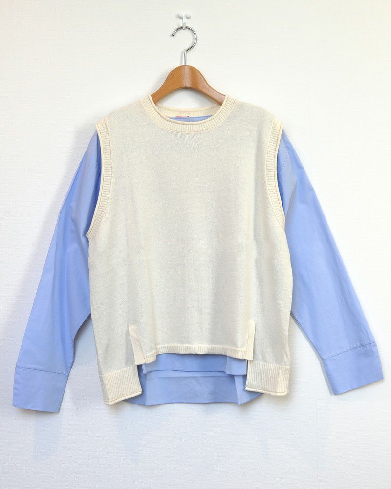 ［mao made］ニットベスト×ラウンドヘムブラウスセット