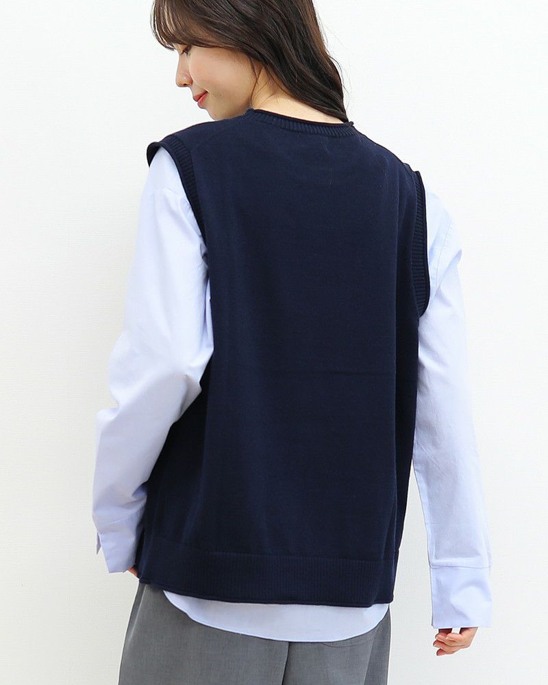 ［mao made］ニットベスト×ラウンドヘムブラウスセット