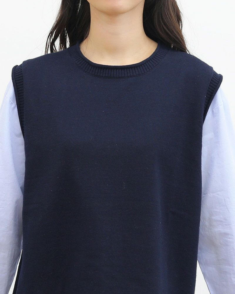 ［mao made］ニットベスト×ラウンドヘムブラウスセット