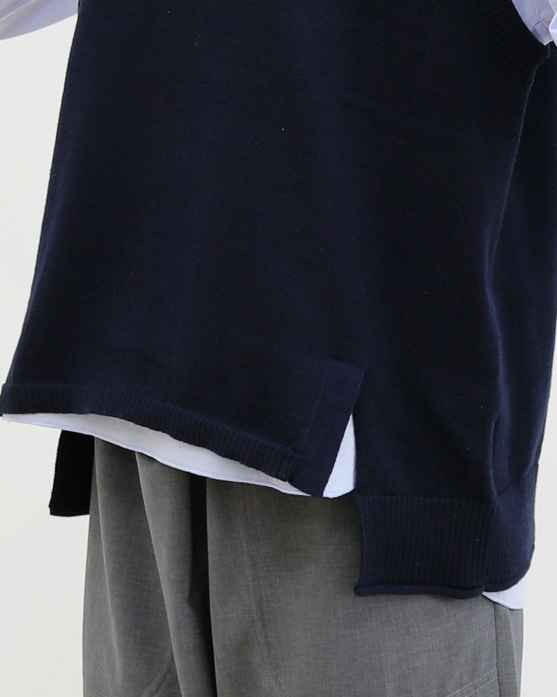 ［mao made］ニットベスト×ラウンドヘムブラウスセット