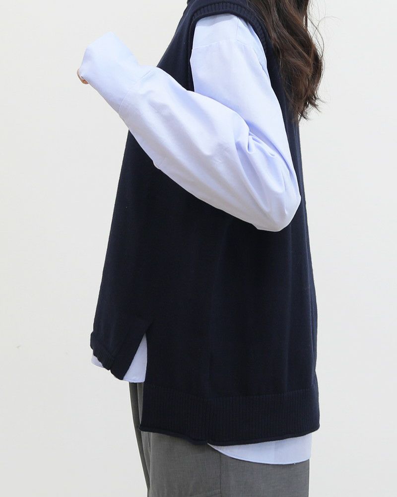 ［mao made］ニットベスト×ラウンドヘムブラウスセット