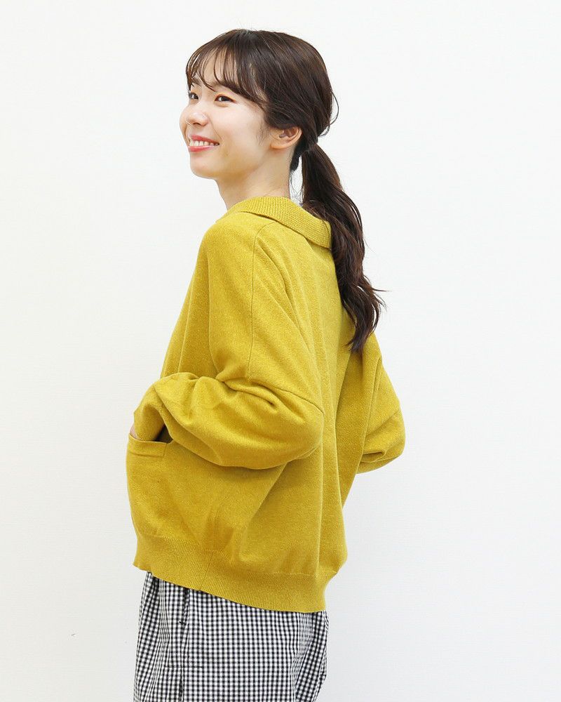 ［mao made］やわらかコットン衿付きカーディガン