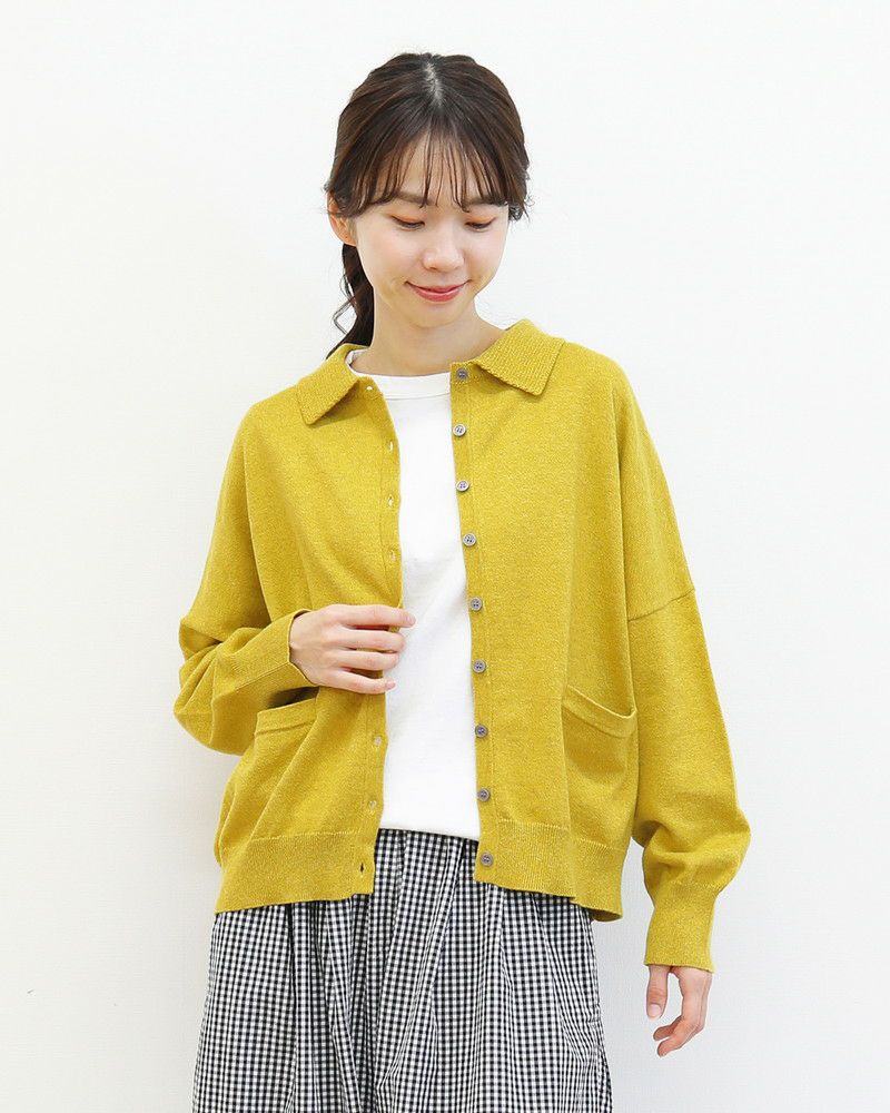 ［mao made］やわらかコットン衿付きカーディガン