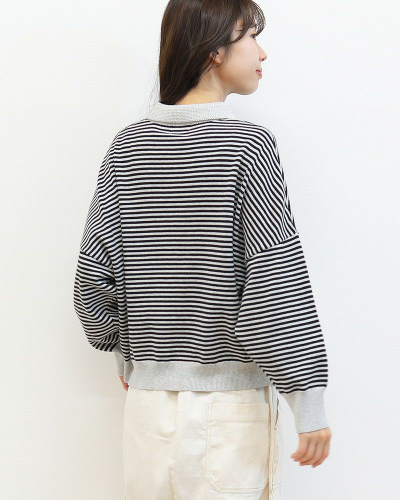 ［mao made］やわらかコットン衿付きカーディガン