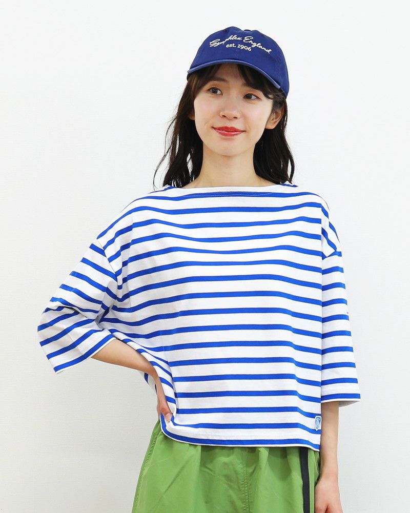 ［ORCIVAL］ボートネック半袖ボーダープルオーバー