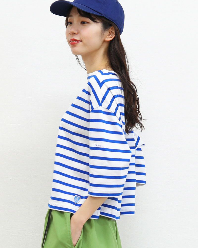 ［ORCIVAL］ボートネック半袖ボーダープルオーバー