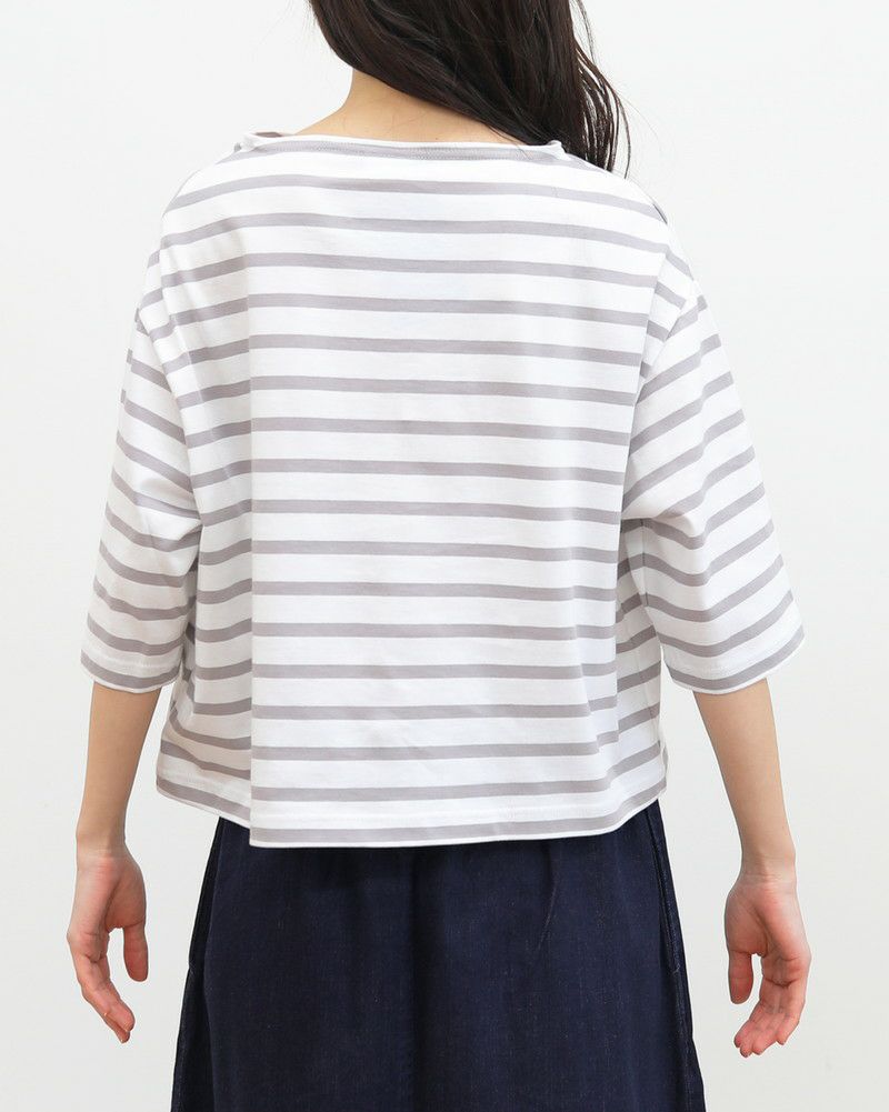 ［ORCIVAL］ボートネック半袖ボーダープルオーバー