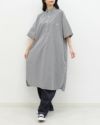 ［DANTON］コットンポプリン半袖チェックシャツワンピース
