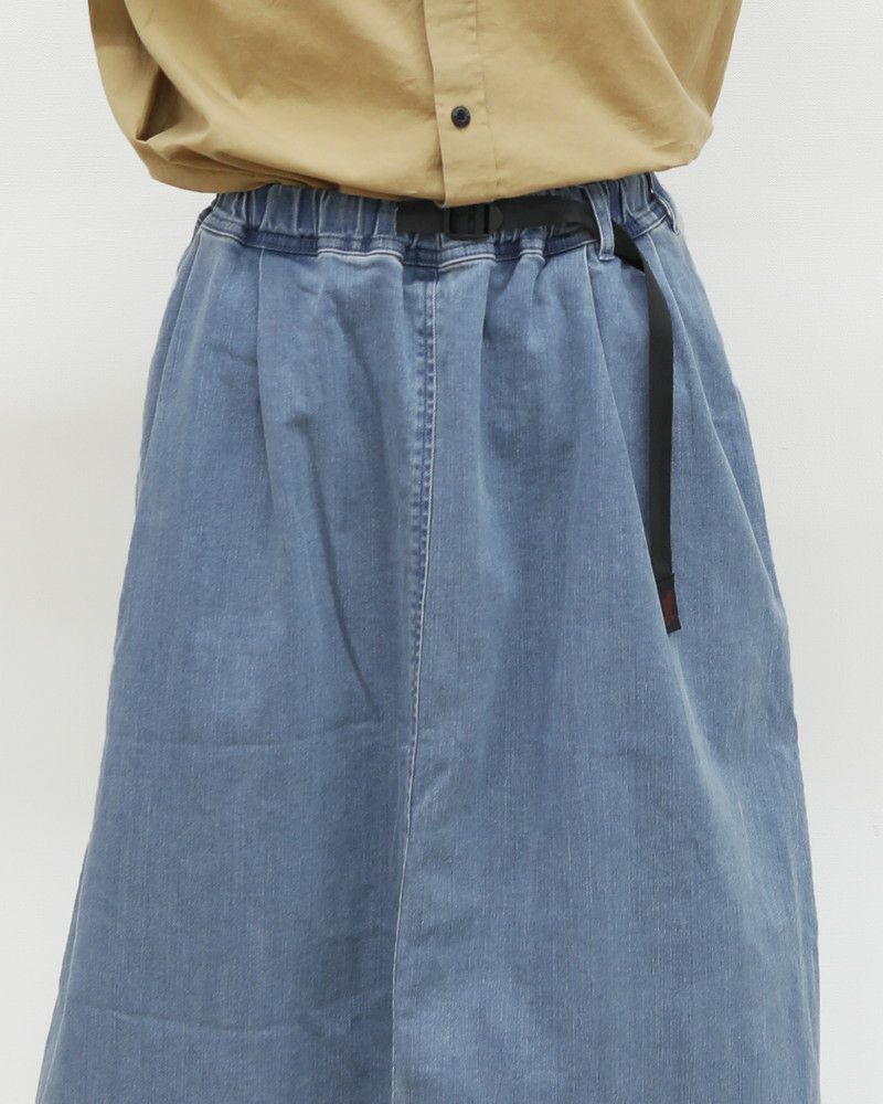 ［Gramicci］ストレッチデニムロングフレアスカート